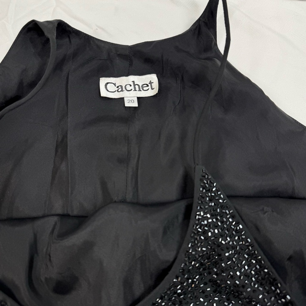 Cachet Black Beaded Evening Dress, NWT, Elegant gown, Sz 20, spaghetti strap - Picture 11 of 17